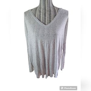 Express women's cream/gray long-sleeved v-neck top size S
